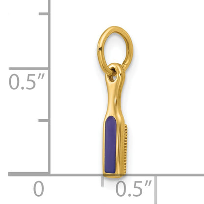 14k Blue Enameled Fancy Hairbrush Charm