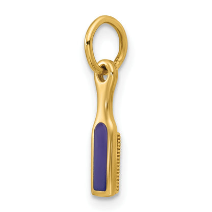 14k Blue Enameled Fancy Hairbrush Charm