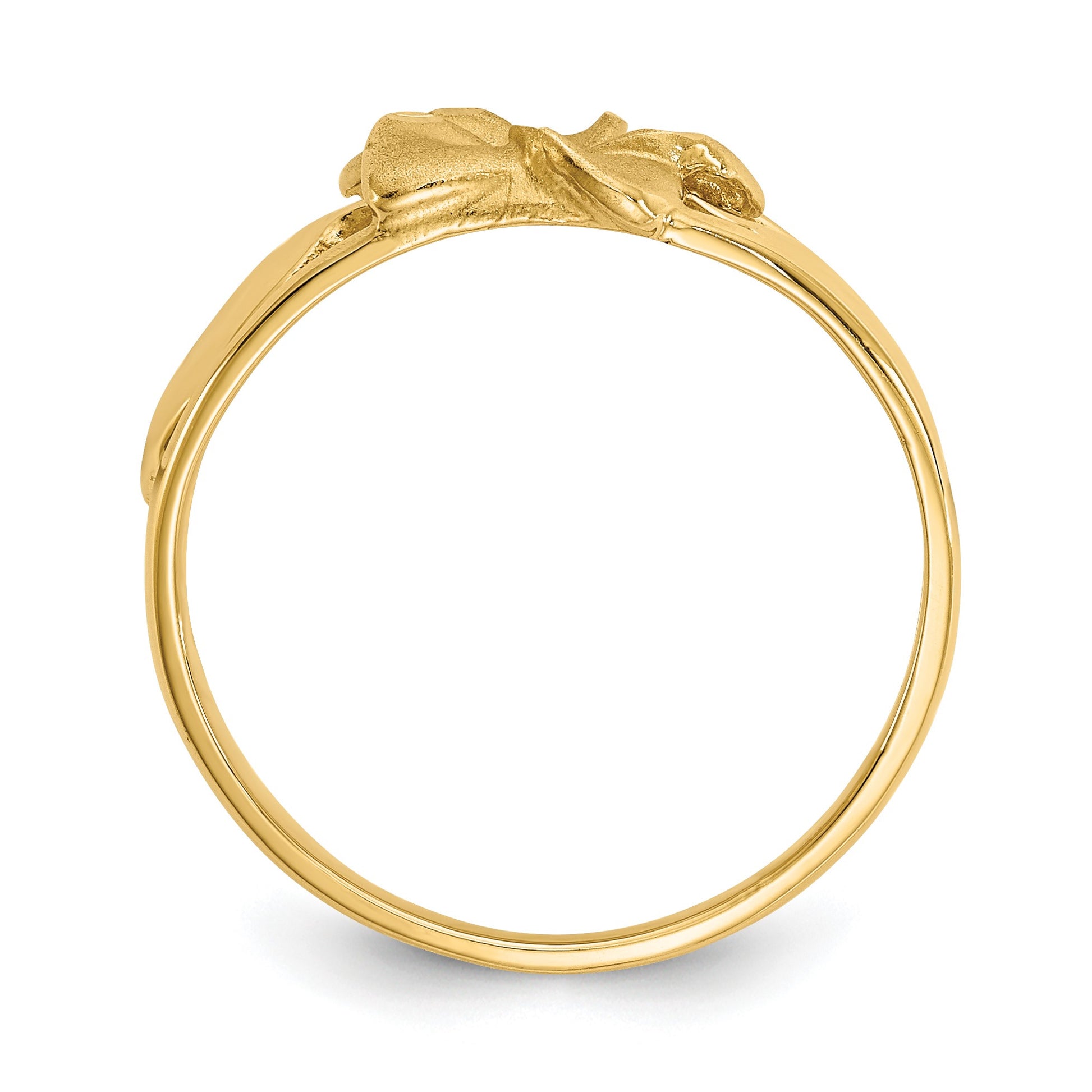 14k Satin and Diamond-Cut Plumeria Ring