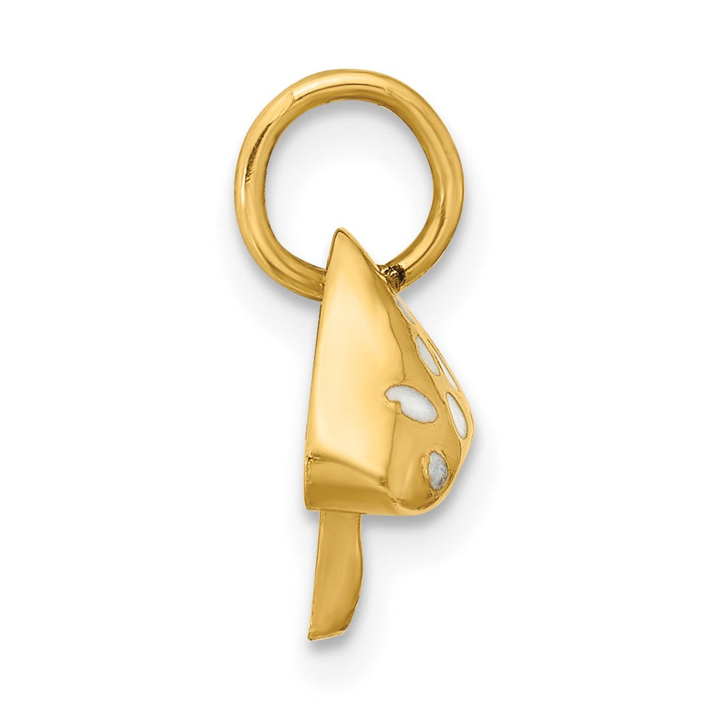 14k Enameled Curvy Toadstool Charm