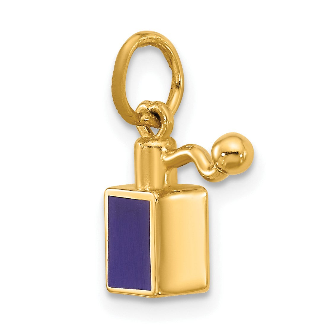 14k Blue Enameled Square Perfume Bottle Charm