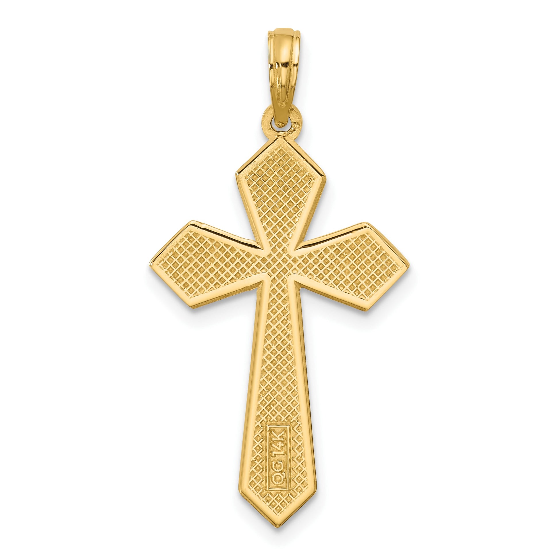 14K Polished Pointed Christian Cross Pendant