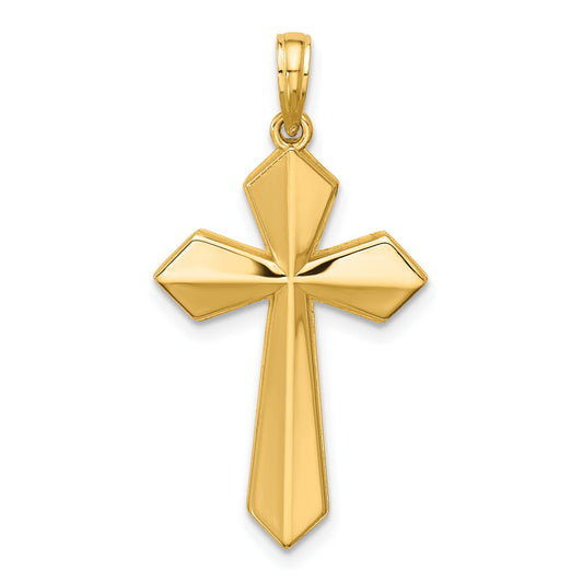 14K Polished Pointed Christian Cross Pendant