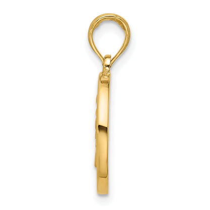 14K Polished Round Leo Pendant