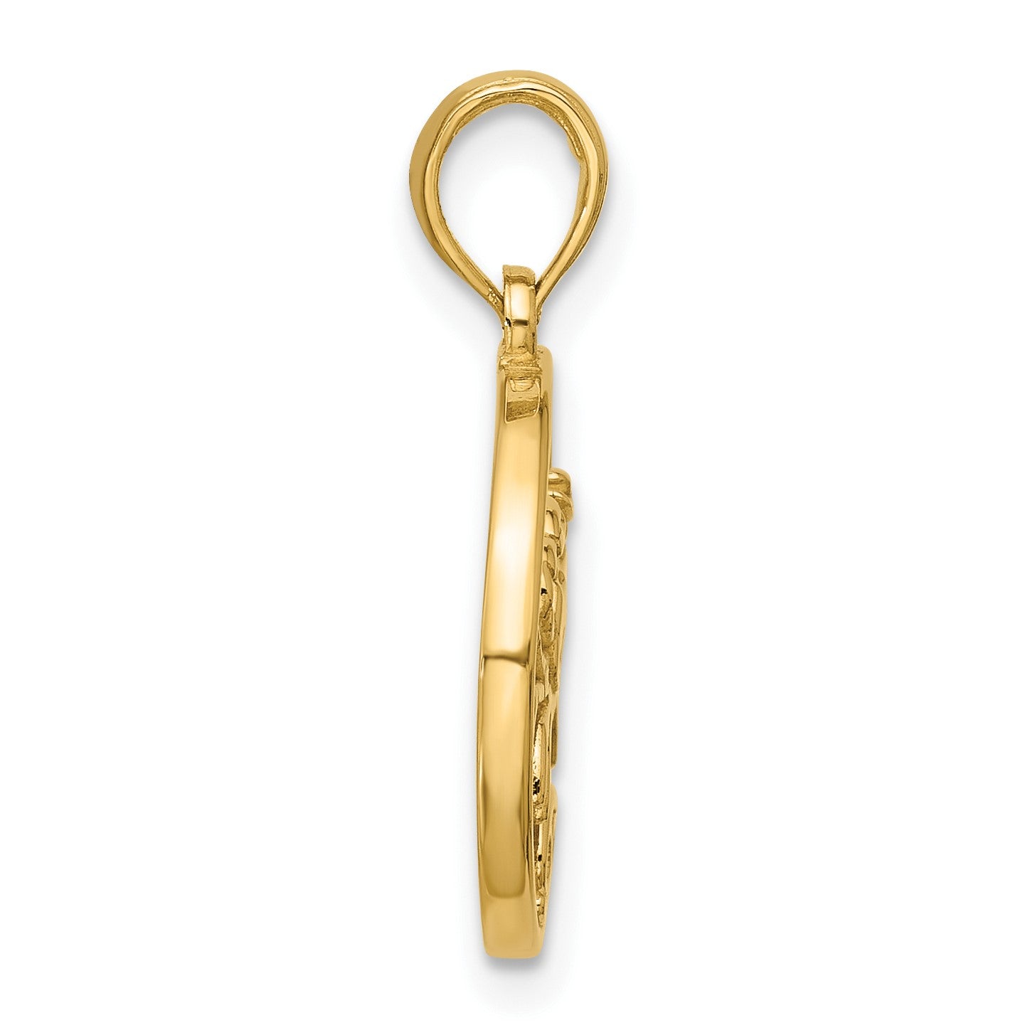 14K Polished Round Cancer Pendant