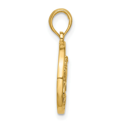 14K Polished Round Cancer Pendant
