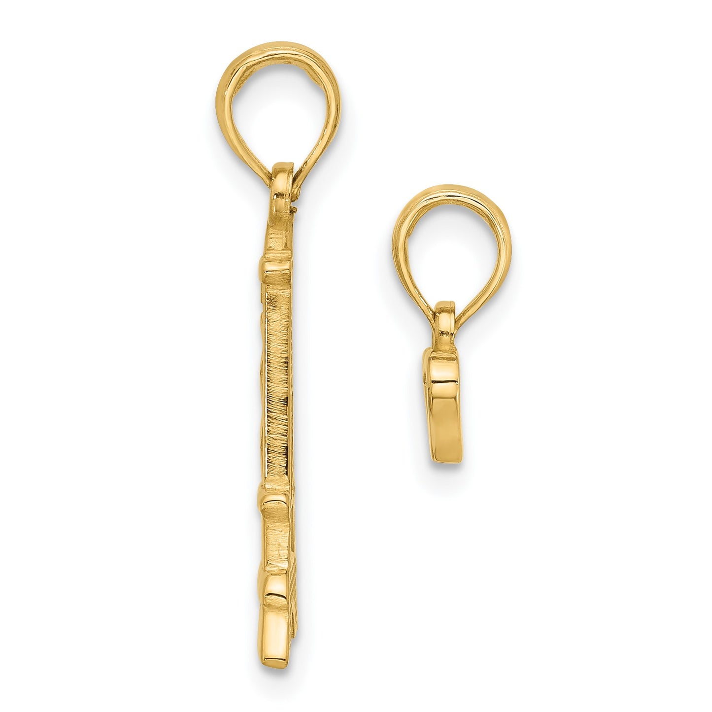 14K Polished and Satin Eiffel Tower with Separate Heart Pendant Set