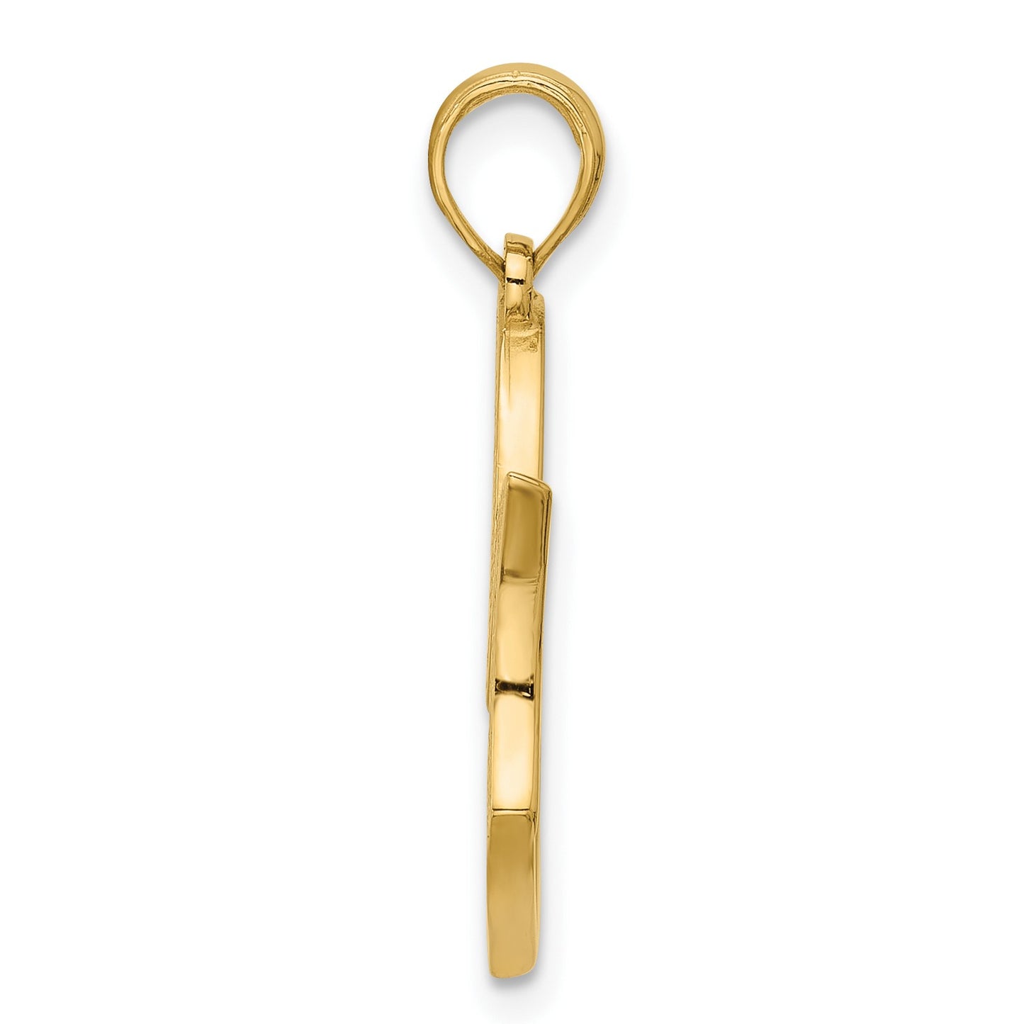 14K Polished MOM And Heart Pendant