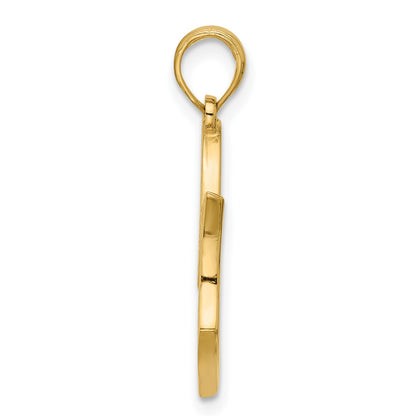 14K Polished MOM And Heart Pendant