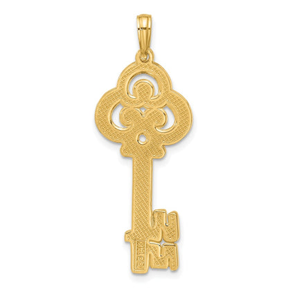 14K Polished Fancy Key Pendant