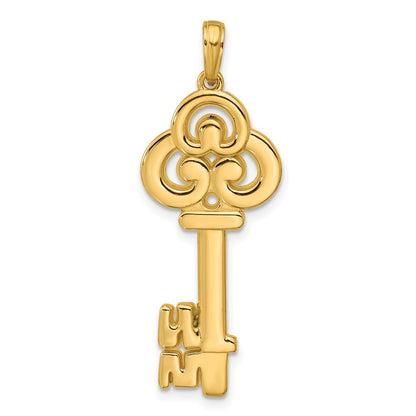 14K Polished Fancy Key Pendant