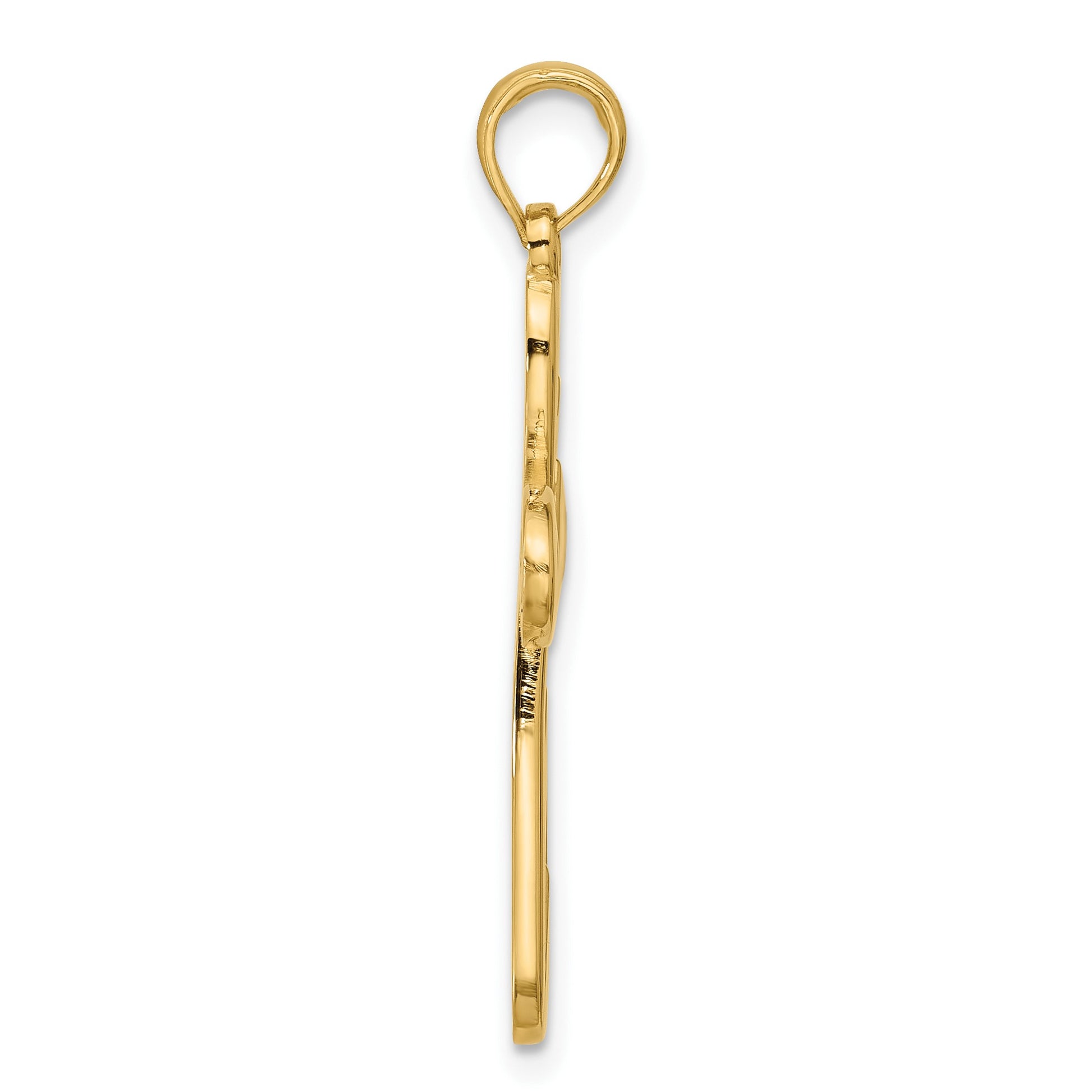 14K Polished Rounded Cross Pendant