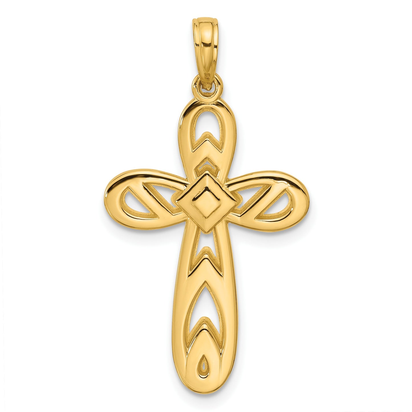 14K Polished Rounded Cross Pendant