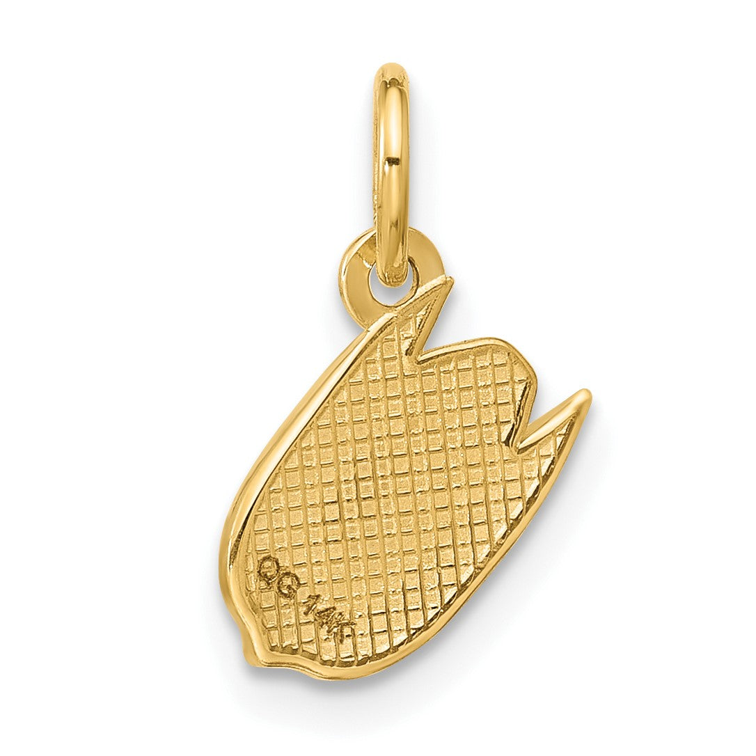 14K Polished Green Enameled Pistachio Pendant