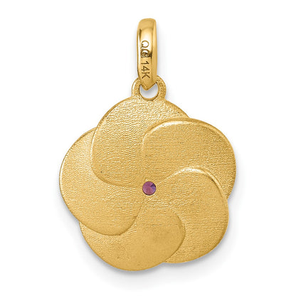 14K Satin Amethyst Flower Pendant