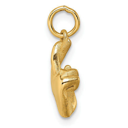 14K Polished Fingers Crossed Hand Pendant