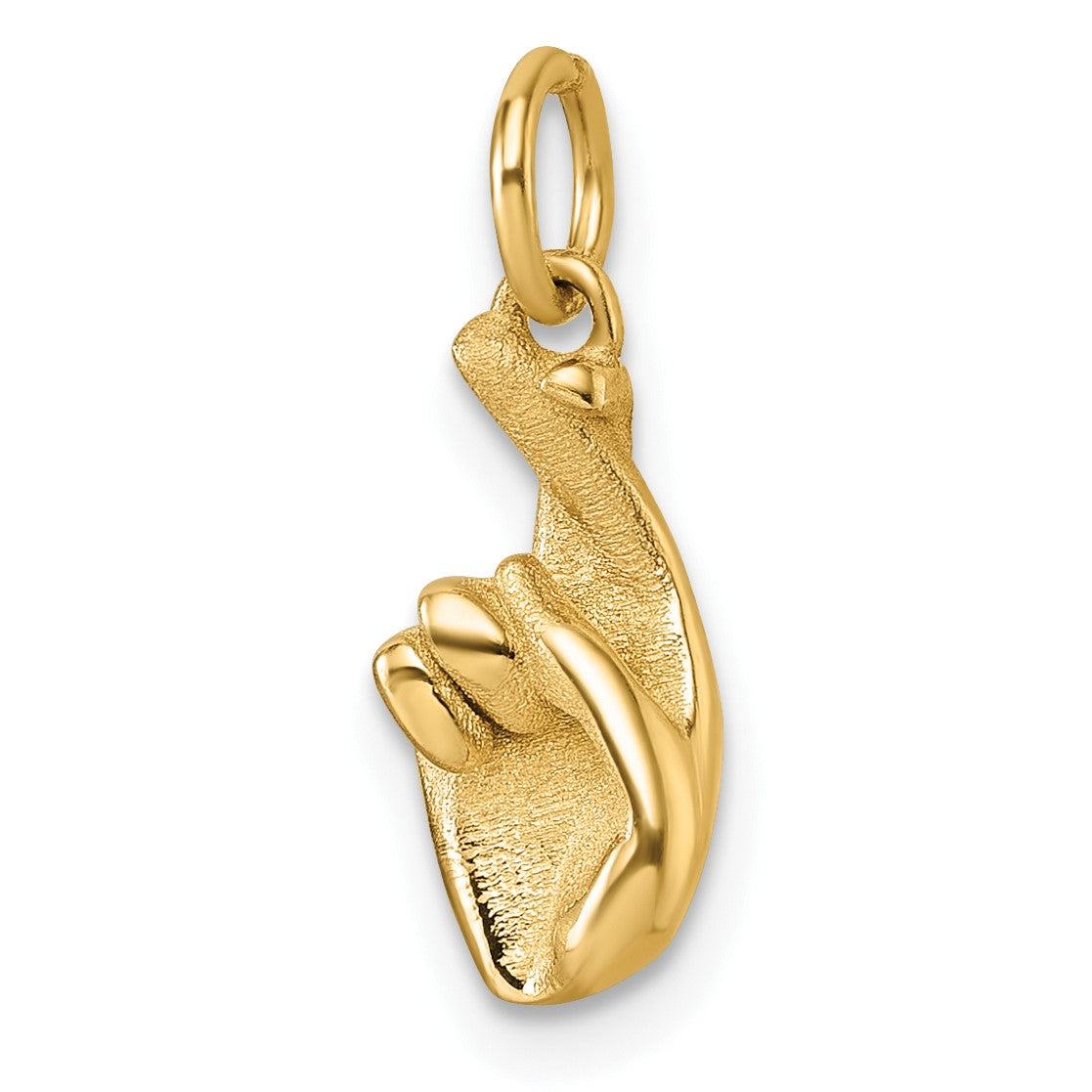 14K Polished Fingers Crossed Hand Pendant