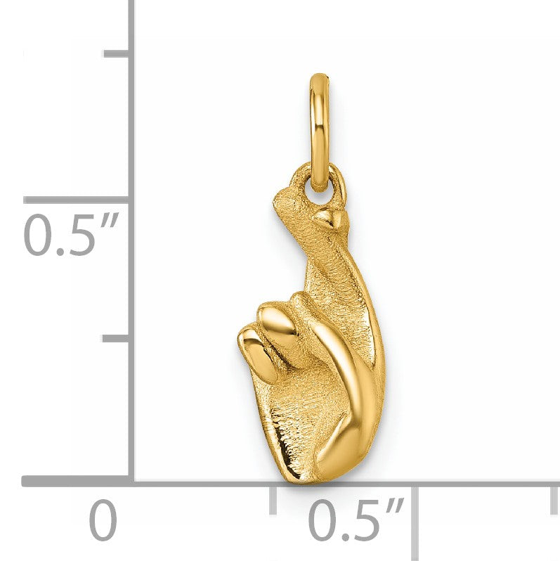 14K Polished Fingers Crossed Hand Pendant