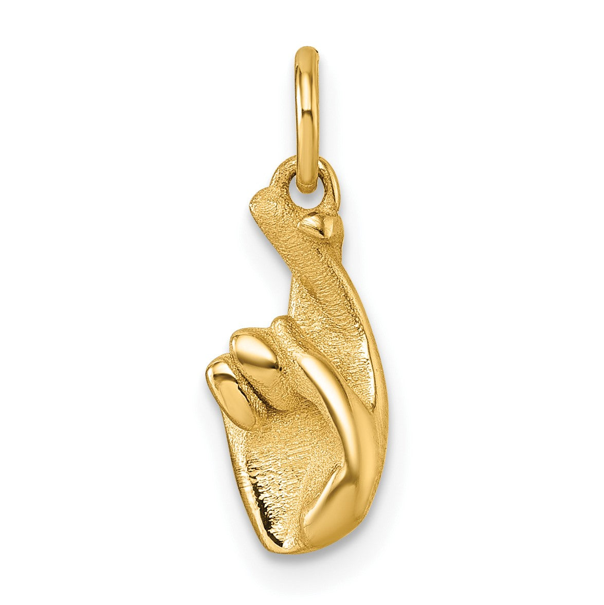 14K Polished Fingers Crossed Hand Pendant