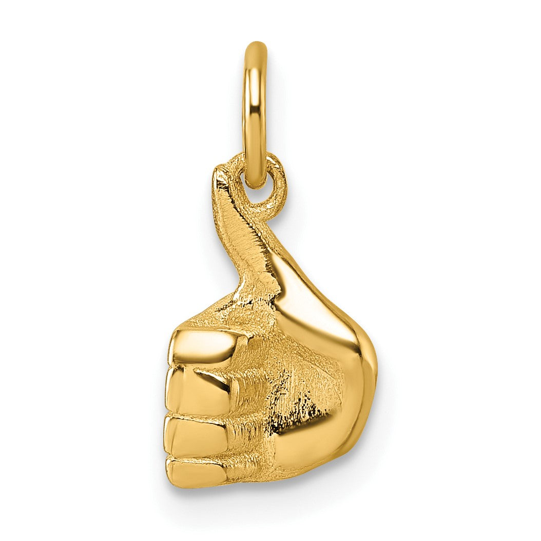 14K Polished Thumbs Up Hand Pendant