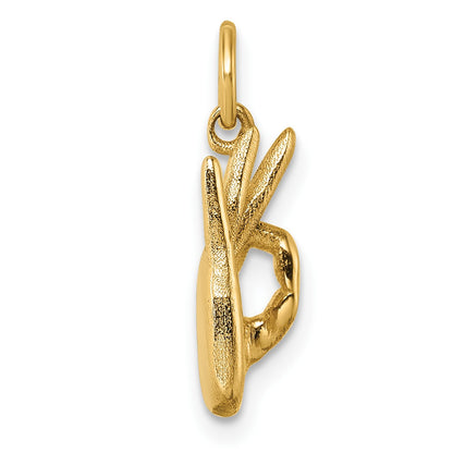 14K Polished OK Hand Pendant