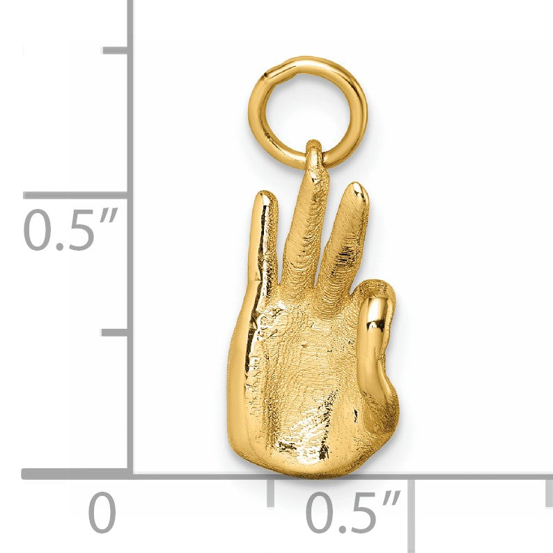 14K Polished OK Hand Pendant