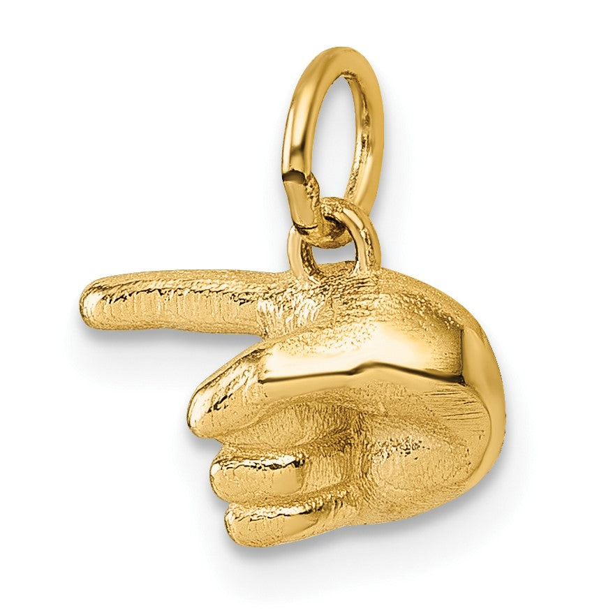 14K Polished 1-Finger Point Hand Pendant