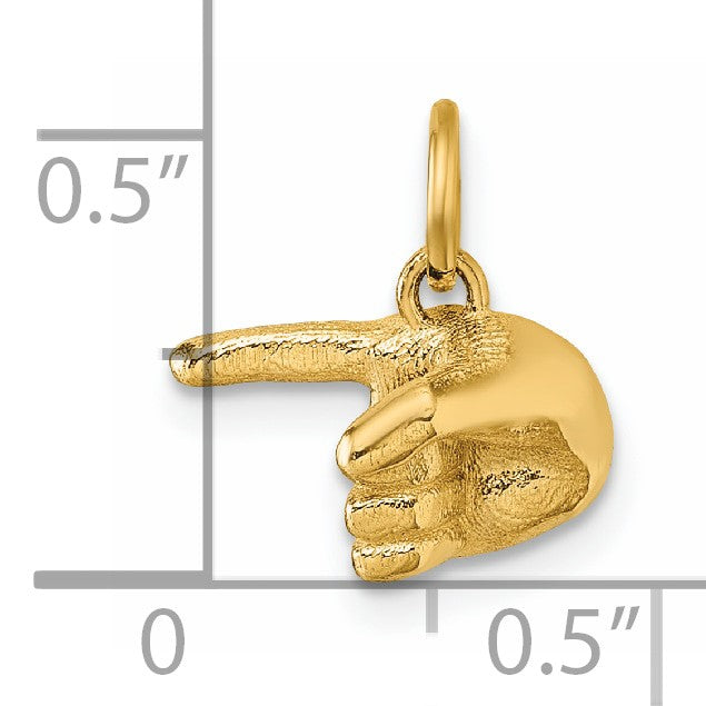 14K Polished 1-Finger Point Hand Pendant