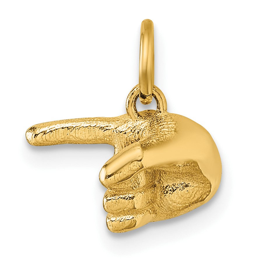 14K Polished 1-Finger Point Hand Pendant