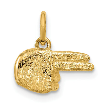 14K Polished 2-Finger Point Hand Pendant
