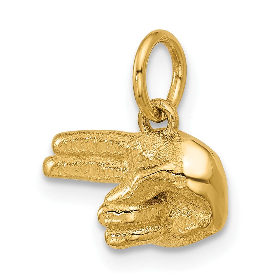 14K Polished 2-Finger Point Hand Pendant