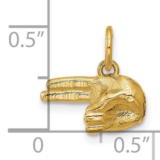 14K Polished 2-Finger Point Hand Pendant