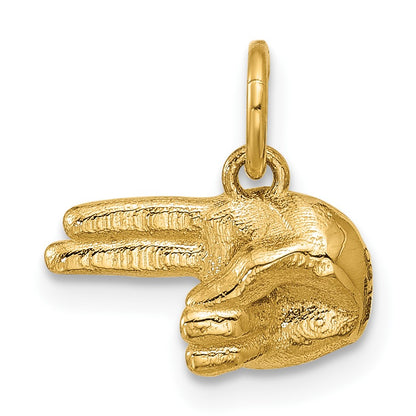 14K Polished 2-Finger Point Hand Pendant