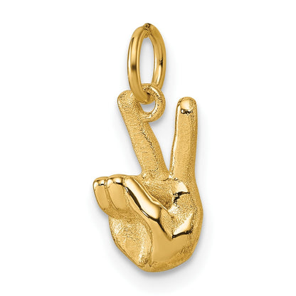 14K Polished Peace Hand Pendant