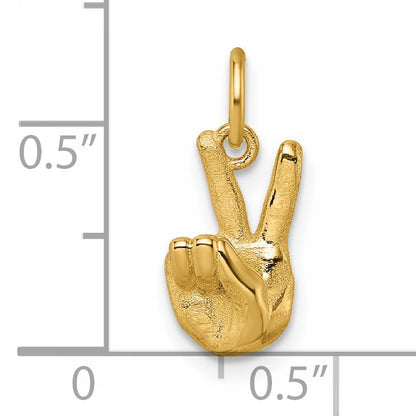 14K Polished Peace Hand Pendant