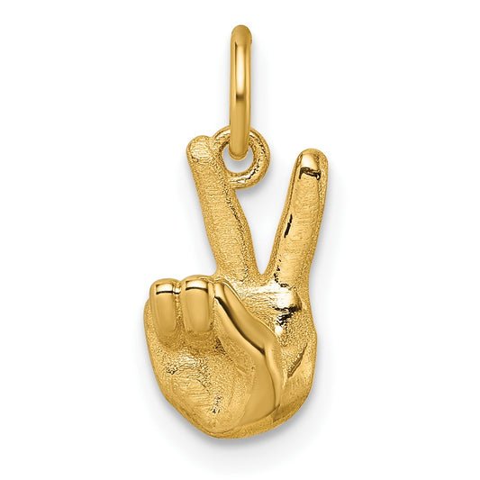 14K Polished Peace Hand Pendant