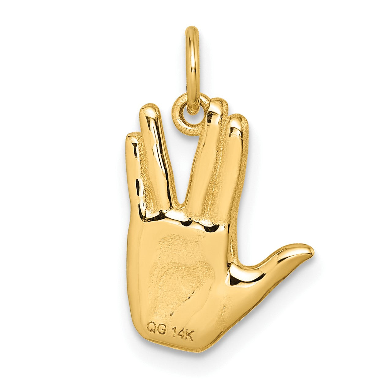 14K Polished Live Long and Prosper Hand Pendant