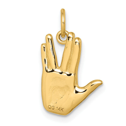 14K Polished Live Long and Prosper Hand Pendant