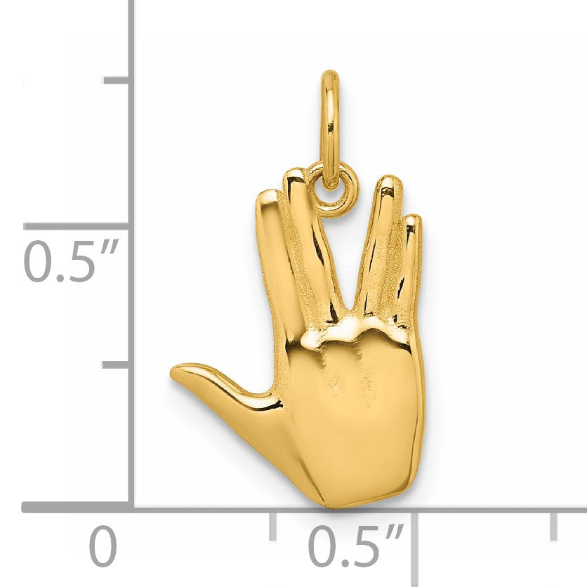 14K Polished Live Long and Prosper Hand Pendant