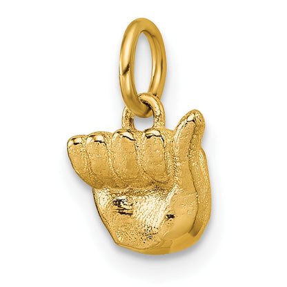 14K American Sign Language Alphabet Fingerspelling Sign A Pendant