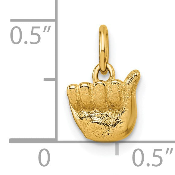 14K American Sign Language Alphabet Fingerspelling Sign A Pendant
