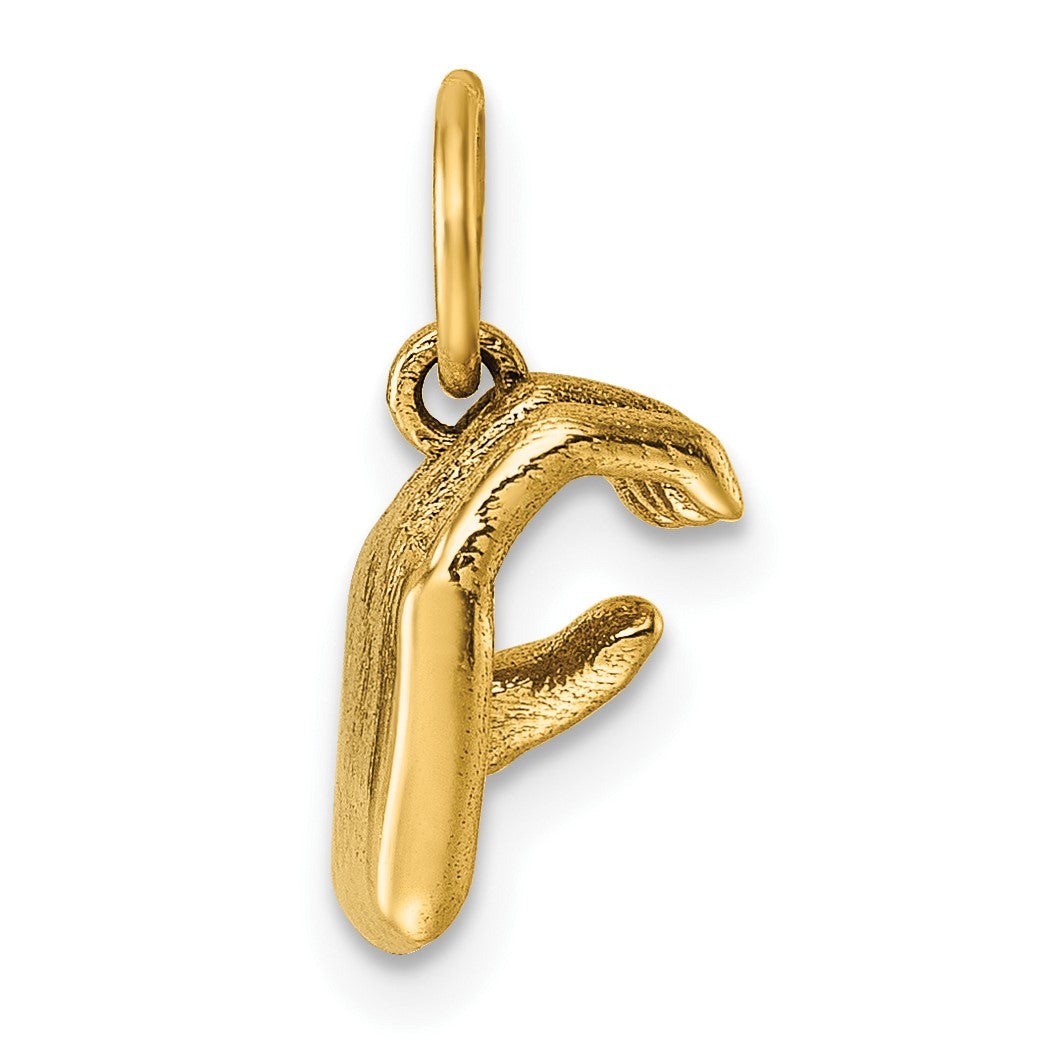 14K American Sign Language Alphabet Fingerspelling Sign C Pendant