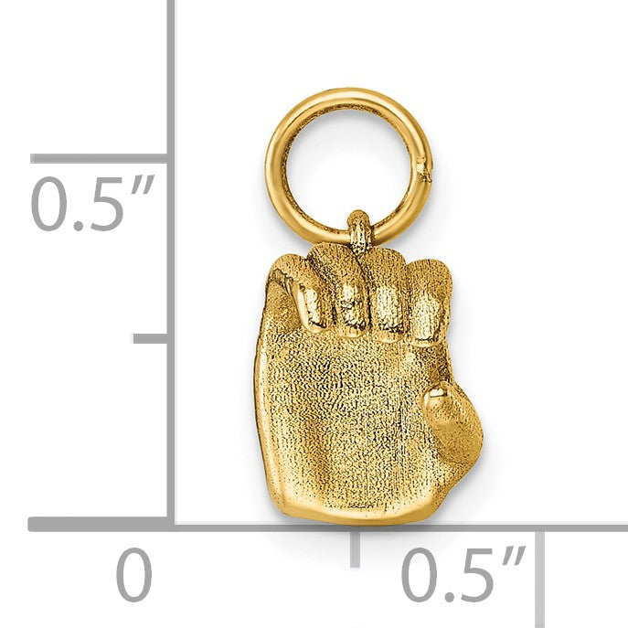 14K American Sign Language Alphabet Fingerspelling Sign C Pendant