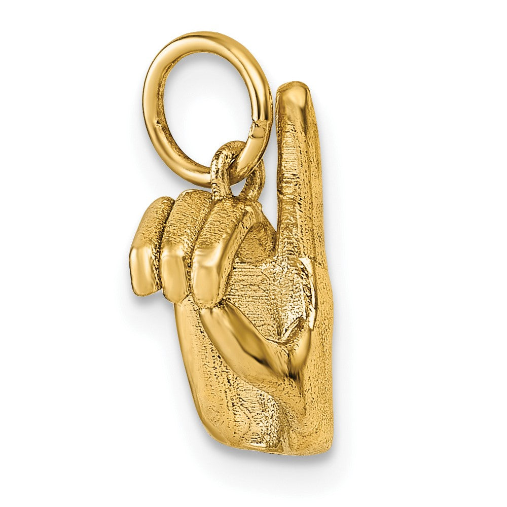 14K American Sign Language Alphabet Fingerspelling Sign D Pendant