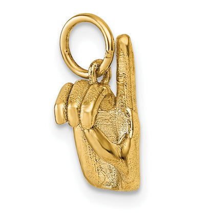 14K American Sign Language Alphabet Fingerspelling Sign D Pendant