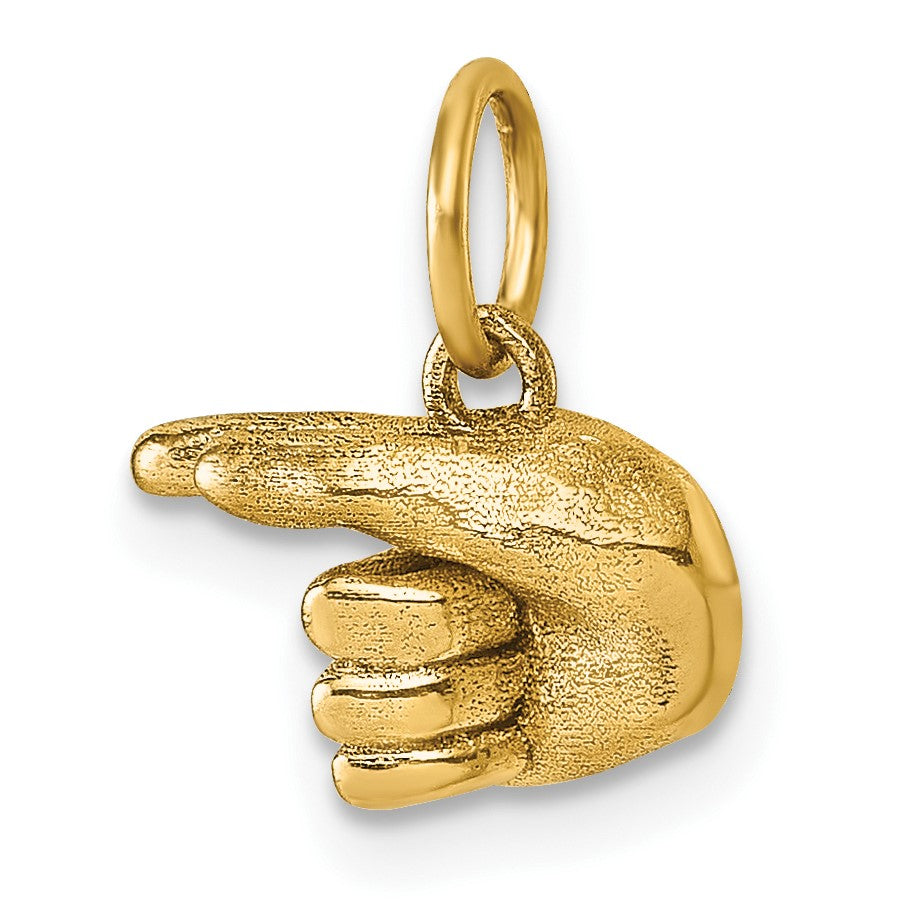 14K American Sign Language Alphabet Fingerspelling Sign G Pendant