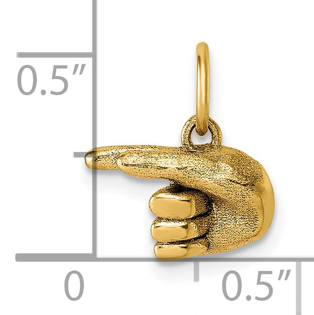 14K American Sign Language Alphabet Fingerspelling Sign G Pendant