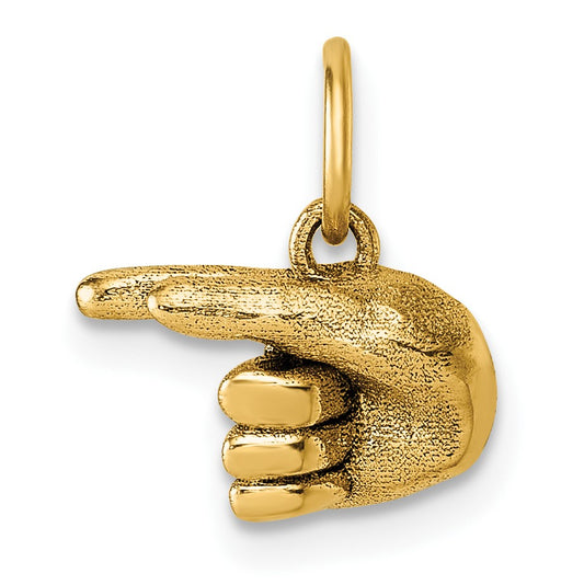 14K American Sign Language Alphabet Fingerspelling Sign G Pendant