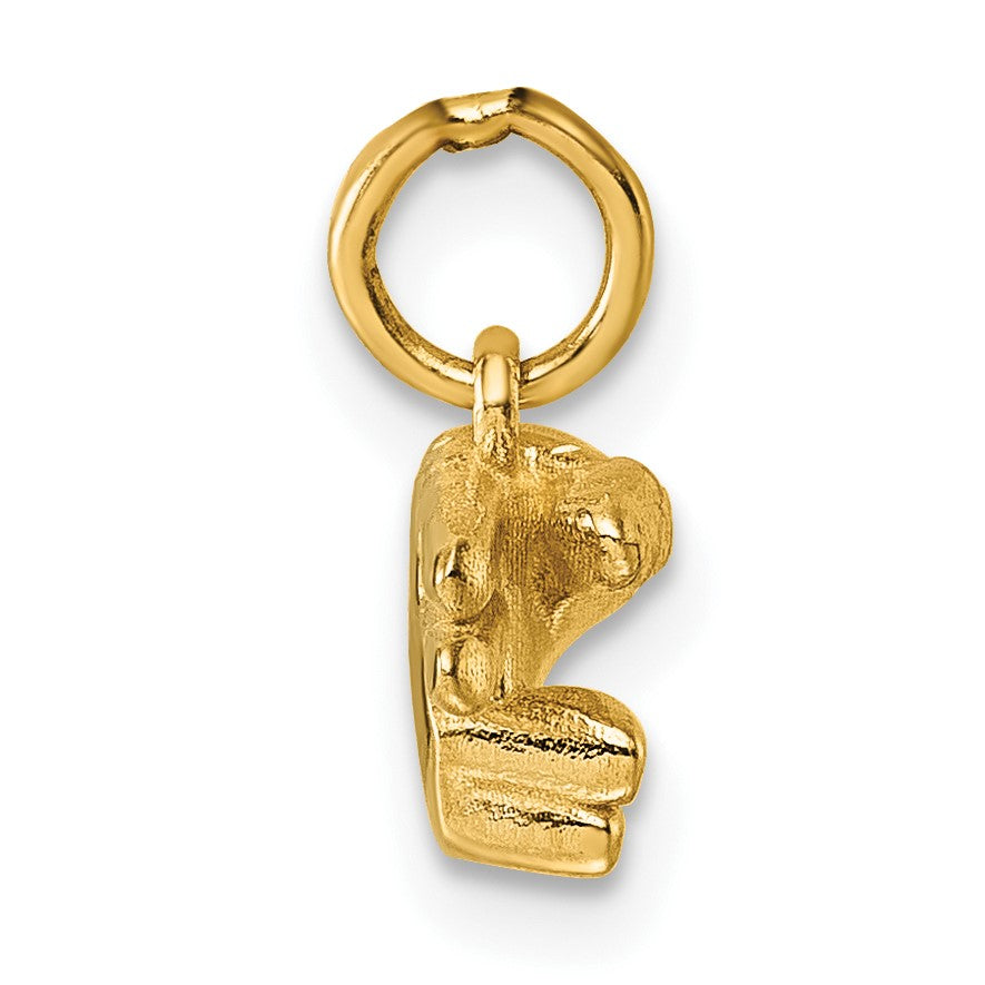 14K American Sign Language Alphabet Fingerspelling Sign H Pendant