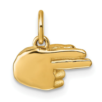14K American Sign Language Alphabet Fingerspelling Sign H Pendant